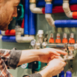 Profissional checando instalação de gás encanado