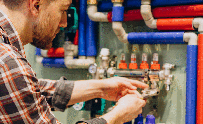 Profissional checando instalação de gás encanado