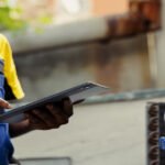 Profissional realizando o teste de estanqueidade